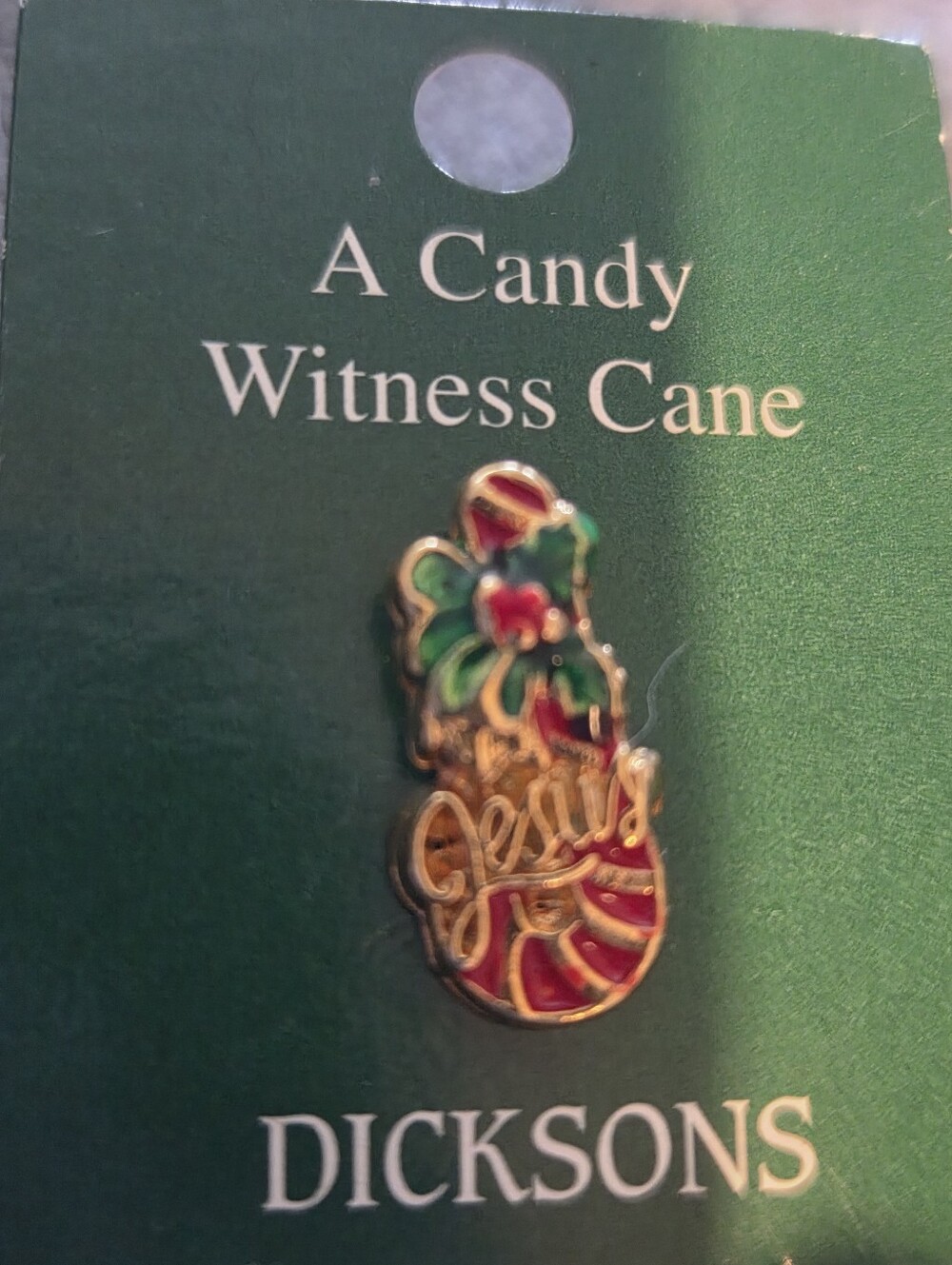 Dicksons Gold-Tone Candy Cane Brooch in Red & Green